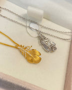 【Gilded Feather Dream】 Convertible Feather Necklace/Brooch