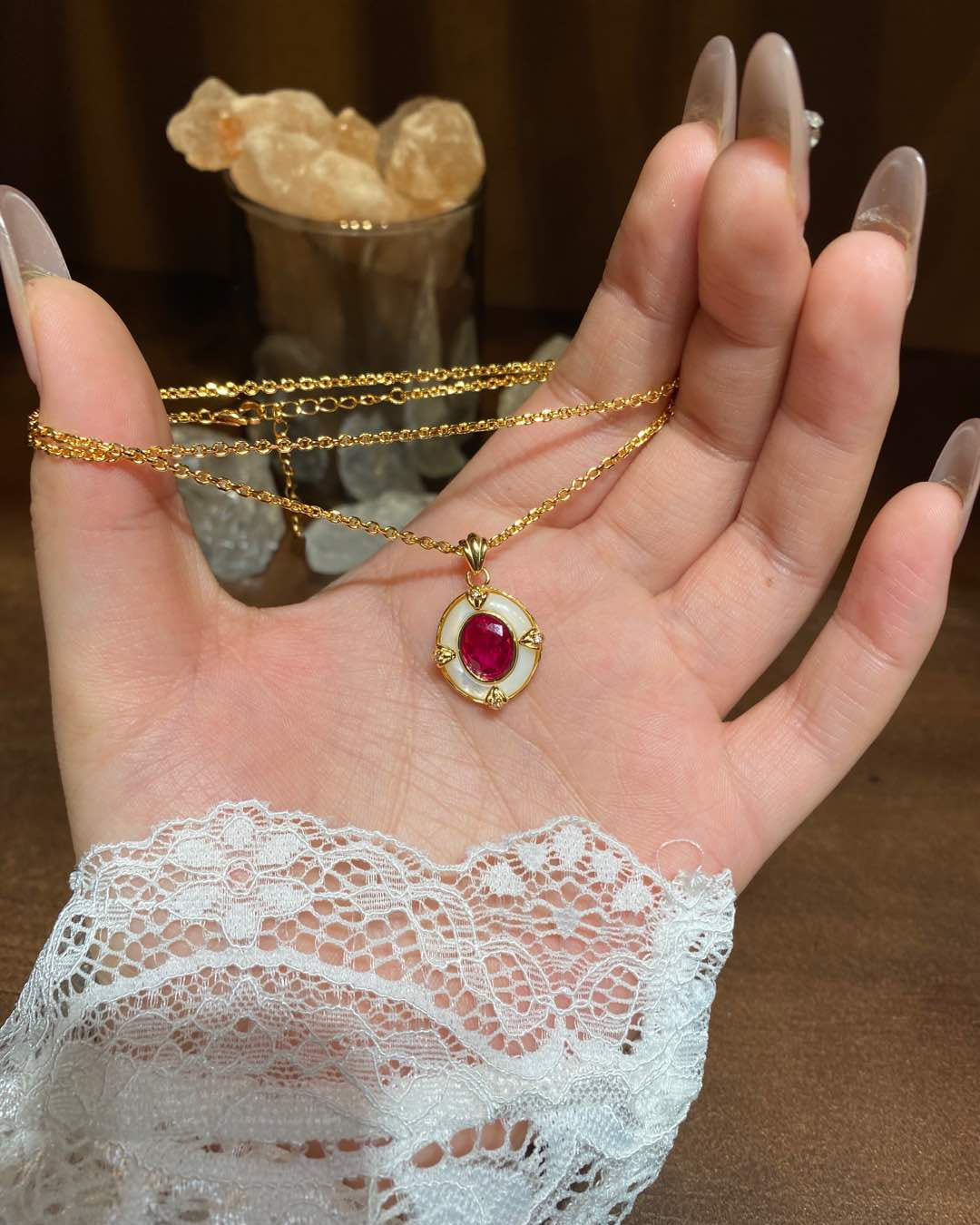 【Gilded Whisper】 Vintage Zirconia Necklace