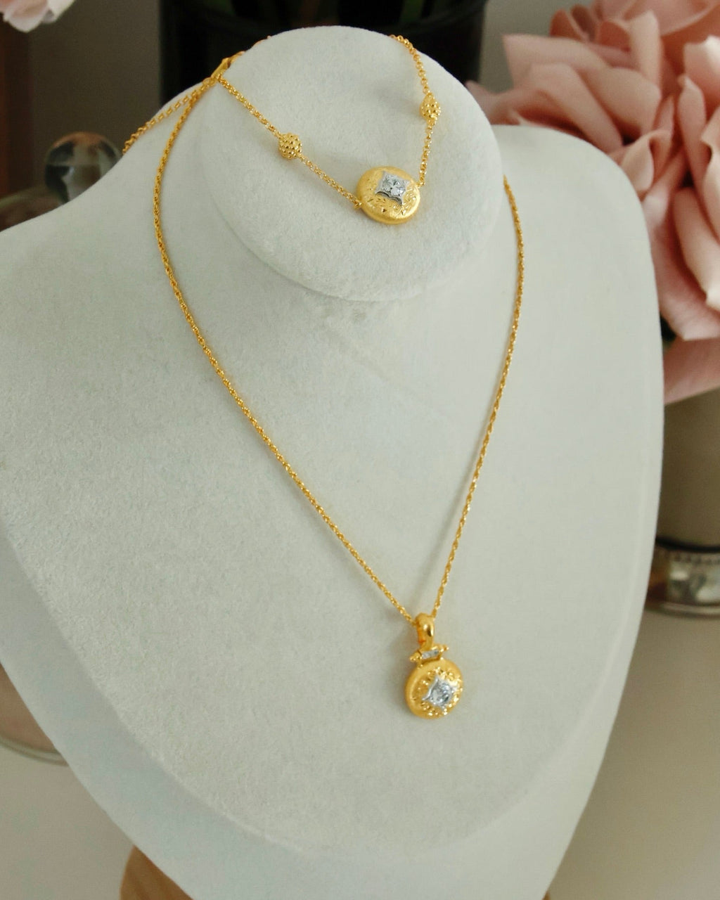 【Starlight Orbit】 Brushed Disc Necklace/Bracelet