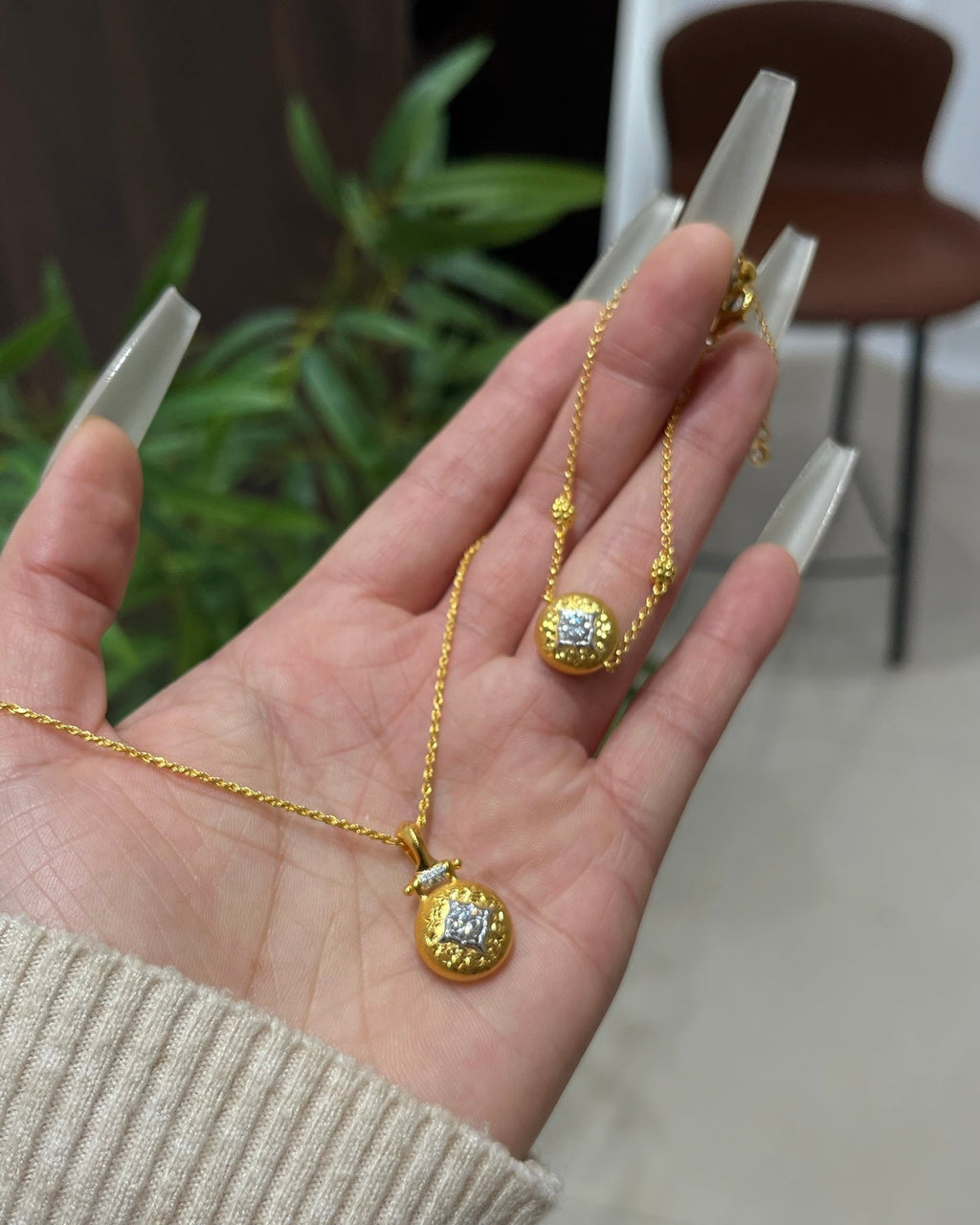 【Starlight Orbit】 Brushed Disc Necklace/Bracelet