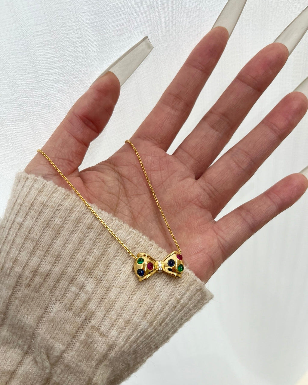 【Tri-Color Bow】 Gift Bow Necklace